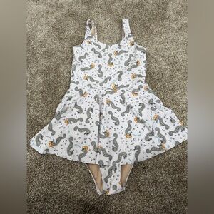 Kortni jeane one piece swimsuit bathing suit 13/14 seahorse ruffle perfect cond